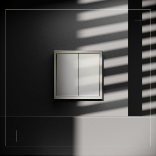 Выключатель с самовозвратом встраиваемый Voltum S70 двухклавишный 10А, (шелк) VLS020604