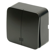 Выключатель двухклавишный Stekker София с подсветкой черный матовый MSW10-21-05 49477