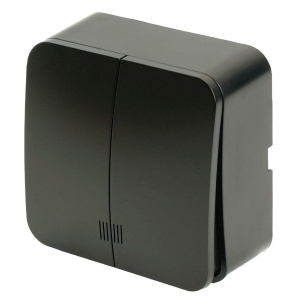 Выключатель двухклавишный Stekker София с подсветкой черный матовый MSW10-21-05 49477