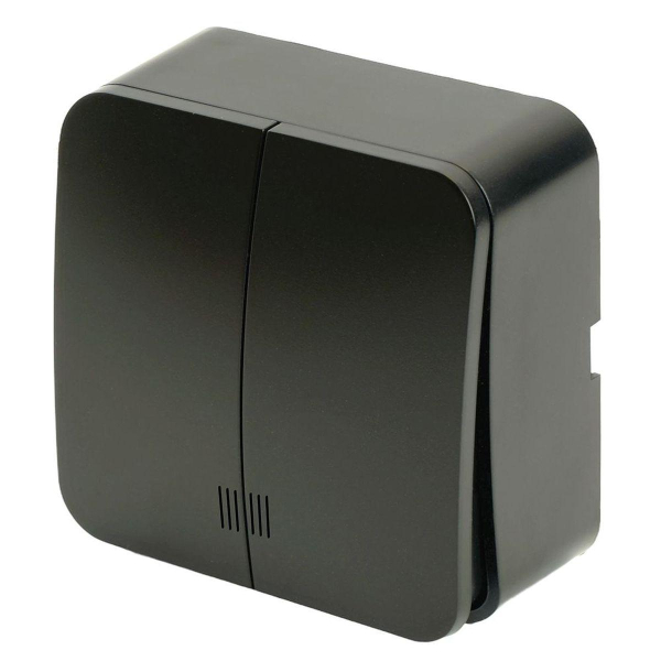 Выключатель двухклавишный Stekker София с подсветкой черный матовый MSW10-21-05 49477