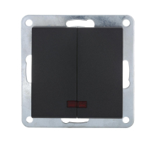 Выключатель LK Studio 2-кл., с индикаторами (схема 5L) 16 A, 250 B (черный бархат) LK80 841208-1