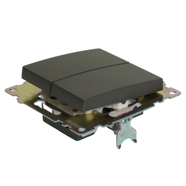 Переключатель двухклавишный Stekker Катрин графит GLS10-7107-06 49414