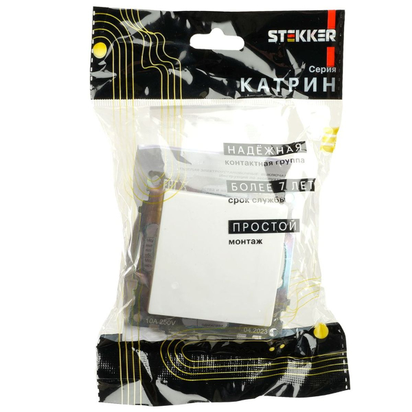 Переключатель перекрестный одноклавишный Stekker Катрин белый GLS10-7110-01 49176