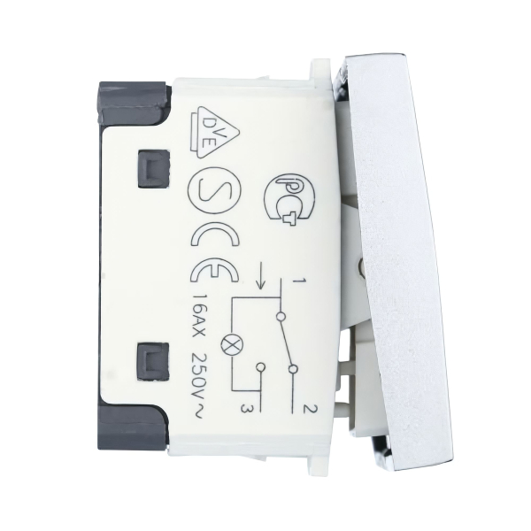 Переключатель LK Studio с двух мест, с индикатором 45х22,5мм (схема 6L) 16 A, 250 B (серебристый металлик) LK45 850403-1