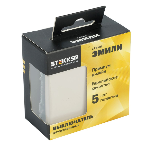 Выключатель 2-клавишный (механизм), Stekker, 250В, 10А Эмили, RSW10-5104-08, кашемир, soft touch 49892