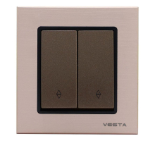 Выключатель двуклавишный проходной Vesta-Electric Exclusive Champagne Metallic шампань FVK050205BSH