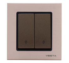 Выключатель двуклавишный проходной Vesta-Electric Exclusive Champagne Metallic шампань FVK050205BSH