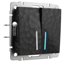 Выключатель Werkel Hammer двухклавишный с подсветкой черный W1220108 4690389162374