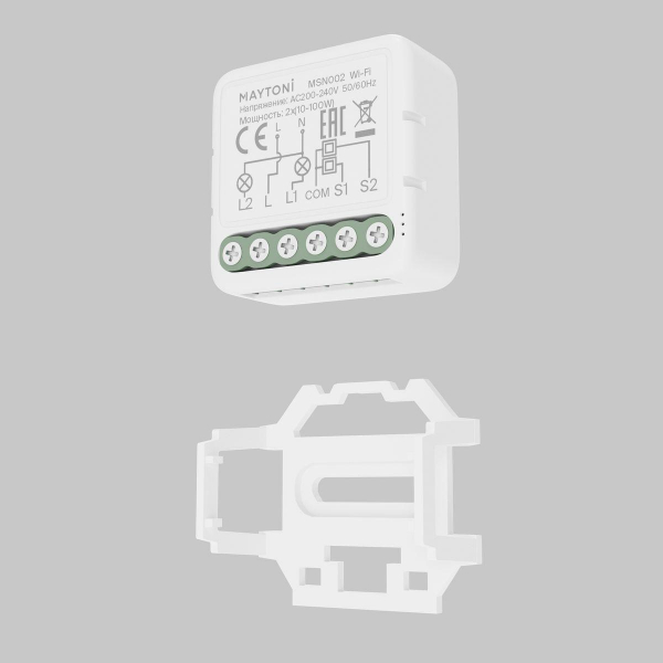 Wi-Fi выключатель двухканальный (без нуля) Maytoni Technical Smart home MSN002 Wi-Fi выключатель двухканальный (без нуля) Maytoni Technical Smart home MSN002