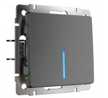 Выключатель Werkel одноклавишный проходной с подсветкой графит рифленый W1112104 4690389158421