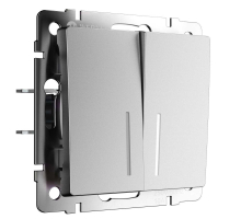 Выключатель двухклавишный проходной с подсветкой Werkel серебряный матовый W1122165 4690389195556