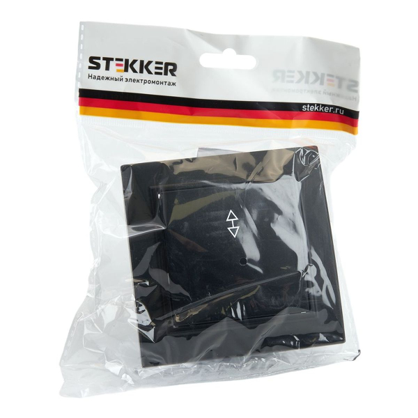 Переключатель одноклавишный Stekker Эрна черный PSW10-9005-03 39619