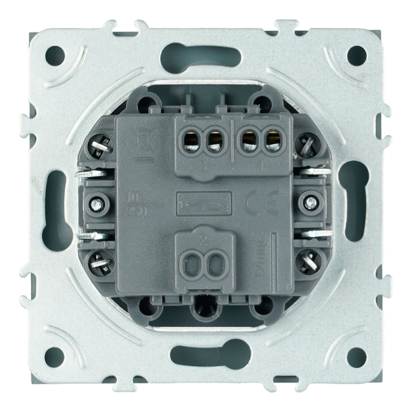 Выключатель 1-клавишный самовозвратный (механизм), Stekker, 250В, 10А Эмили, RSW10-5112-10, платиново-серый, soft touch 50328