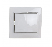 Выключатель двойной Lezard Mira белый с белой вставкой 701-0202-101