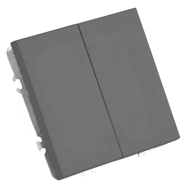 Выключатель 2-клавишный (механизм), STEKKER, 250В, 10А, серия Эмили, RSW10-5104-10, платиново-серый, soft touch 49944