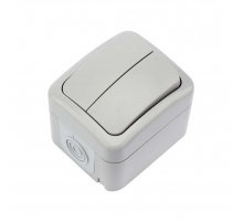 Выключатель двухклавишный Mini OG OG IP54, о/у, серый KRANZ KR-78-0833