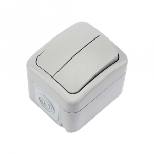 Выключатель двухклавишный Mini OG OG IP54, о/у, серый KRANZ KR-78-0833