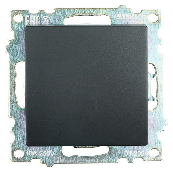 Переключатель одноклавишный Stekker Катрин черный GLS10-7105-05 39604