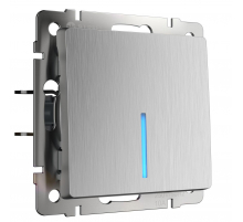 Выключатель одноклавишный проходной с подсветкой Werkel cеребряный рифленый W1112109 4690389158919