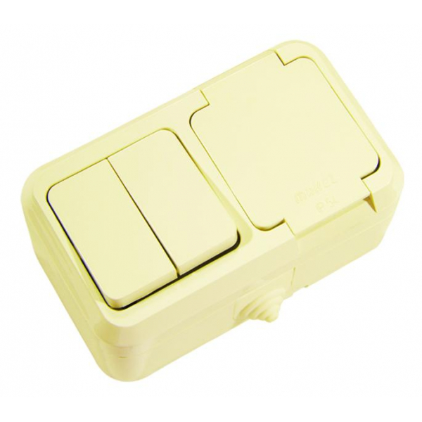 Выключатель двухклавишный +Розетка Makel 18251