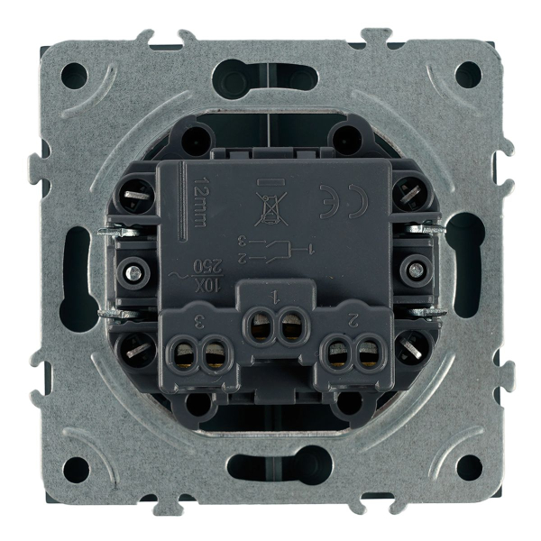 Выключатель 2-клавишный самовозвратный (механизм), Stekker. 250В, 10А Эмили, RSW10-5113-09, антрацит, soft touch 50367