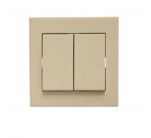 Выключатель двойной Lezard Rain кремовый 703-0303-101