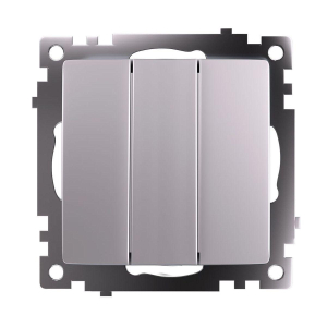 Выключатель трехклавишный Stekker Катрин GLS10-7108-03 серебро 49173