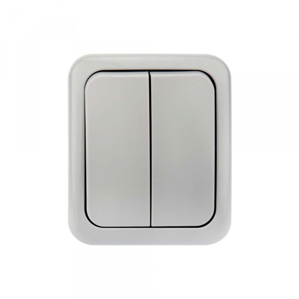 Выключатель двухклавишный Mini OG OG IP54, о/у, серый KRANZ KR-78-0833