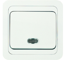 Выключатель Makel 1-кл. СП Mimoza с подсвет. белый/белый 12021