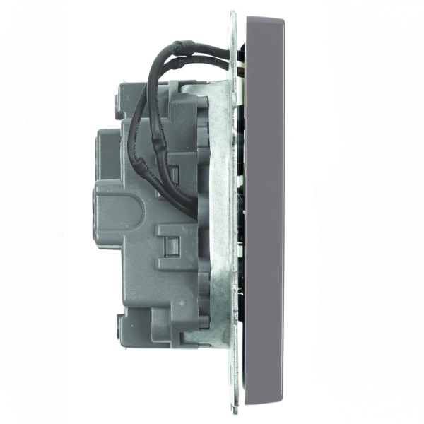 Выключатель 1-клавишный c индикатором (механизм), STEKKER, 250В, 10А, серия Эмили, RSW10-5101-10, платиново-серый, soft touch 49941