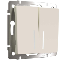 Выключатель двухклавишный проходной с подсветкой Werkel айвори матовый W1122162 4690389191862