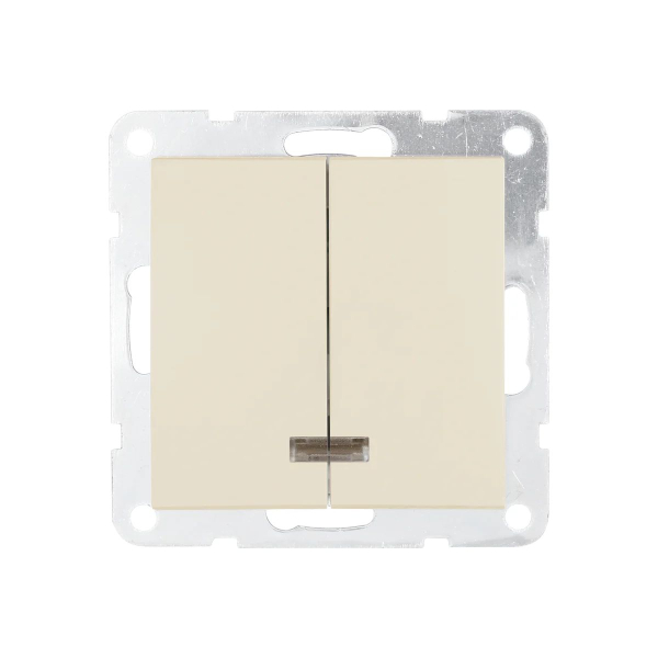 Выключатель двухклавишный LK Studio LK80 c подсветкой бежевый матовый 841202-1