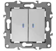 Выключатель двухклавишный с подсветкой ЭРА 12 10AX 250V 12-1105-01 Б0014657