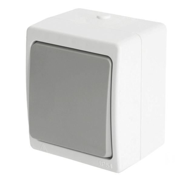Переключатель одноклавишный Stekker Велена белый/серый PSW10-212-54 49732