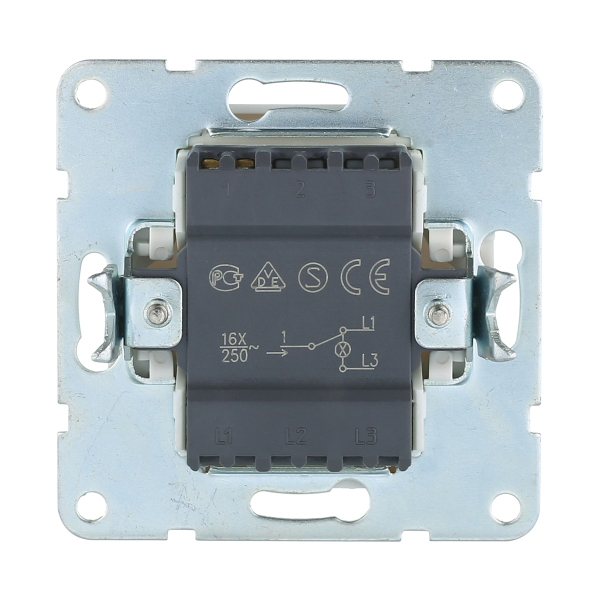 Переключатель LK Studio 1-кл., на 2 направления, c индикатором (схема 6L) 16 A, 250 B (черный бархат) LK60 860408-1