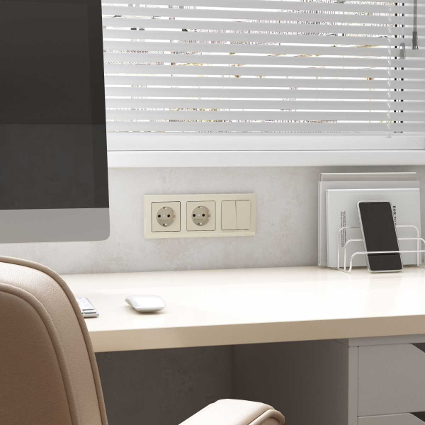 Выключатель двухклавишный Werkel айвори матовый W1120062 4690389184642