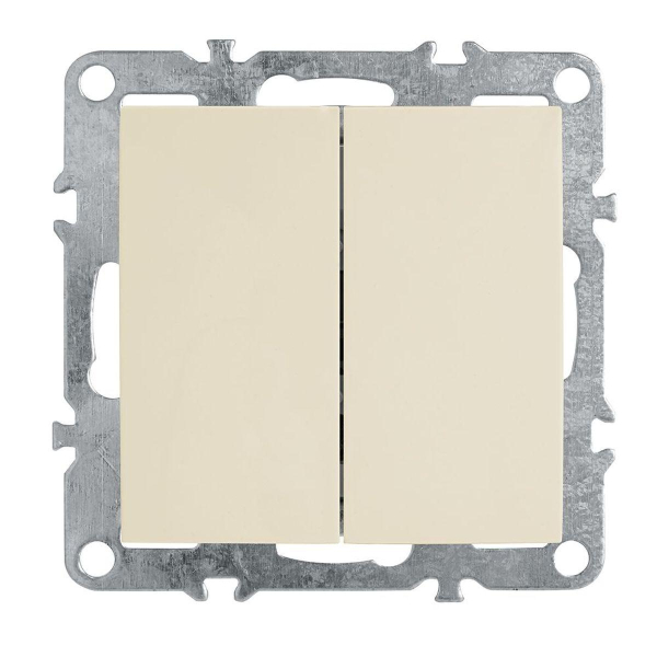 Выключатель 2-клавишный (механизм), Stekker, PSW10-9104-02, 250В, 10А Эрна, слоновая кость 39323