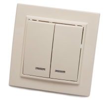 Выключатель двуклавишный Stekker Эрна с подсветкой слоновая кость PSW10-9002-02 39229