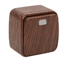 Выключатель 1-клавишный ОП Минск 10А с индикатором тёмное дерево EKF EGV10-121-40