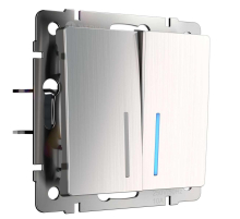 Выключатель двухклавишный проходной с подсветкой Werkel глянцевый никель W1122102 4690389157912