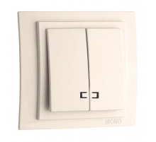 Выключатель Mono Electric Larissa двухклавишный с подсветкой слоновая кость 103-010125-103