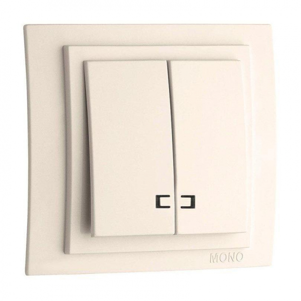 Выключатель Mono Electric Larissa двухклавишный с подсветкой слоновая кость 103-010125-103 Выключатель Mono Electric Larissa двухклавишный с подсветкой слоновая кость 103-010125-103