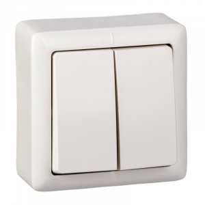 Выключатель двухклавишный Systeme Electric Хит 6A 250V белый VA56-232-B
