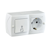 Выключатель - розетка Mono Electric Octans IP20 одноклавишный проходной - 2К+З белый 104-010101-186