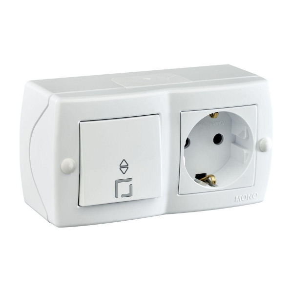Выключатель - розетка Mono Electric Octans IP20 одноклавишный проходной - 2К+З белый 104-010101-186 Выключатель - розетка Mono Electric Octans IP20 одноклавишный проходной - 2К+З белый 104-010101-186