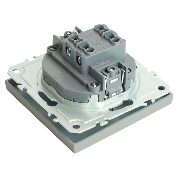 Переключатель перекрестный 1-клавишный (механизм), STEKKER, 250В, 10А, серия Эмили, RSW10-5110-10, платиново-серый, soft touch 49949