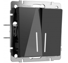 Выключатель Werkel двухклавишный проходной с подсветкой черный акрил W1122148 4690389197673