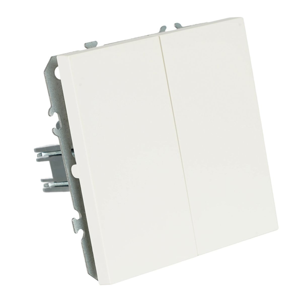 Переключатель 2-клавишный (механизм), СЗК, Stekker, 250В, 10А Эмили, RSW10-5107-01ZK, белый фарфор, soft touch 50233