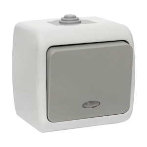 Мурманск Выключатель 1 -клавишный с индикатором 10А IP54 серый EKF EFV10-121-30-54