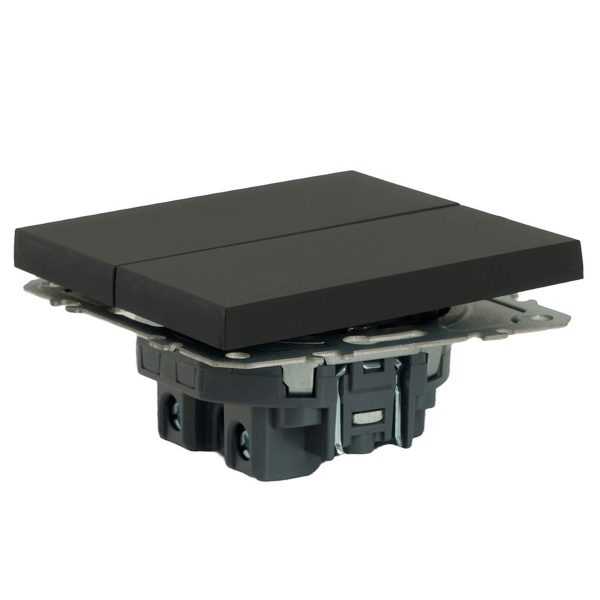 Выключатель двухклавишный Stekker Эмили черный уголь RSW10-5104-05 49840